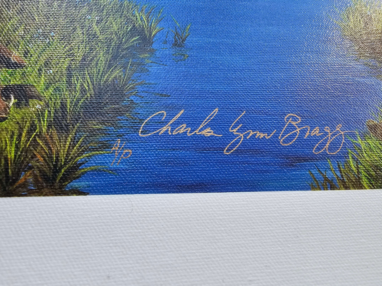 Charles Lynn Bragg "African Watering Hole" hand signed numbered art on canvas