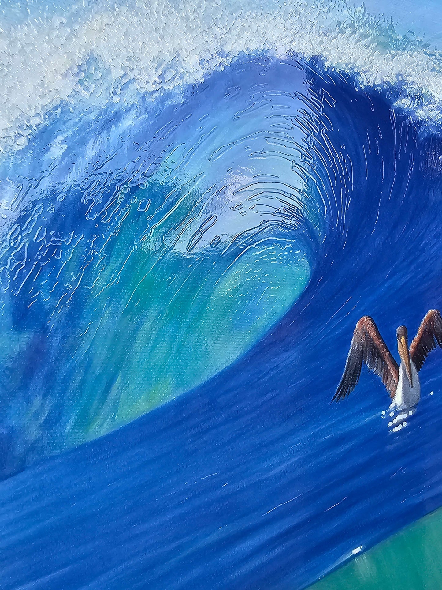Charles Lynn Bragg "Under the Waves II" dolphin pelican ocean wave art