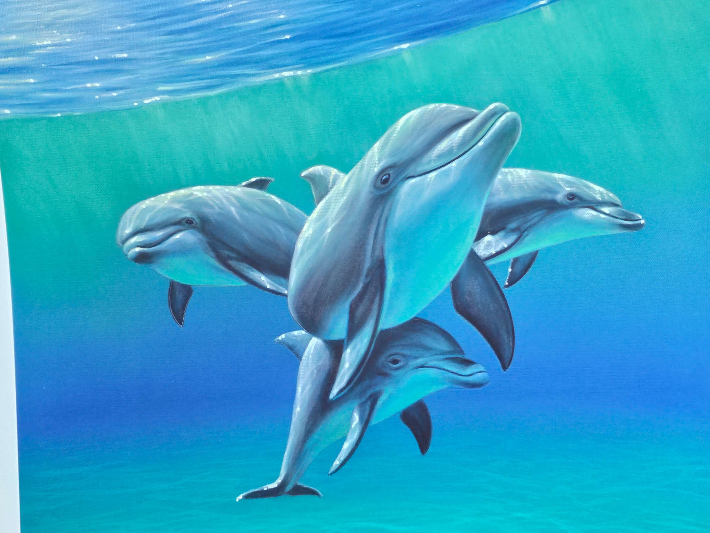 Charles Lynn Bragg "Under the Waves II" dolphin pelican ocean wave art