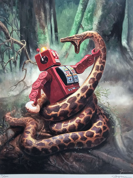 Eric Joyner "All Wrapped Up" Anaconda Robot Donut Art