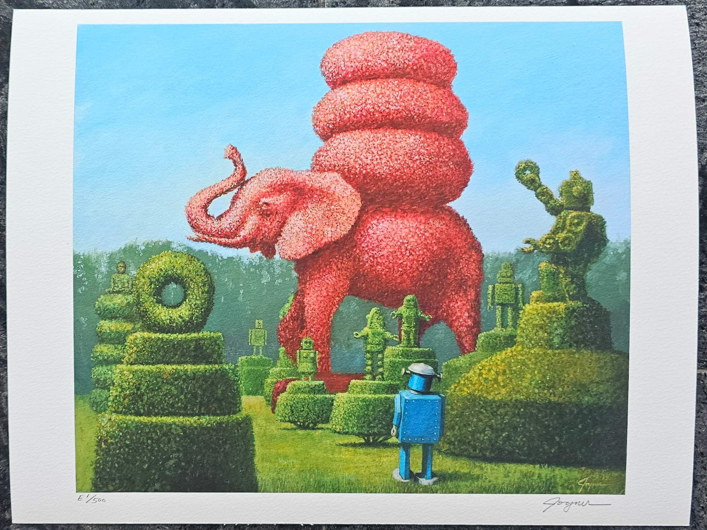 Eric Joyner Elephant Topiary Limited Edition Numbered Hand Signed Art Print
