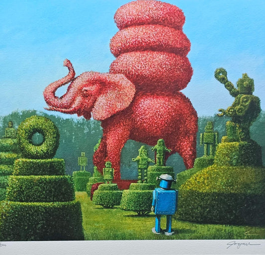 Eric Joyner Elephant Topiary Limited Edition Numbered Hand Signed Art Print