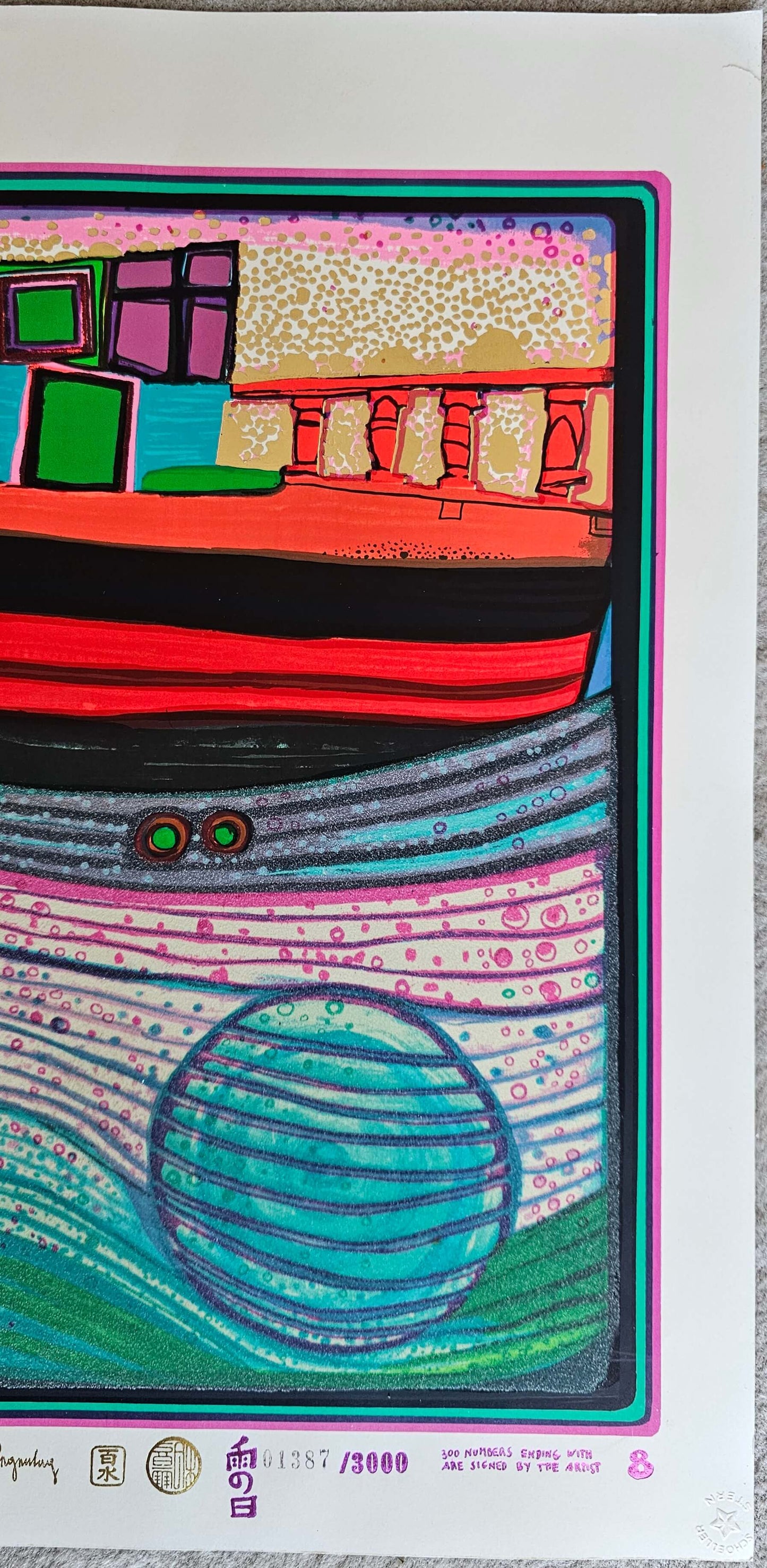 Friedensreich Hundertwasser Regentag auf Liebe Wellen nautical ocean art with vibrant colors