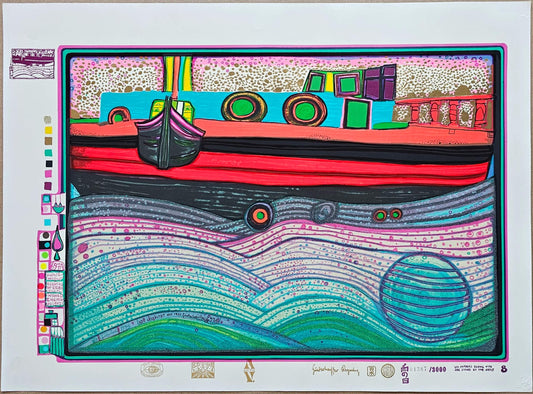 Friedensreich Hundertwasser Regentag auf Liebe Wellen nautical ocean art with vibrant colors