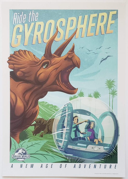 Jurassic World Original Poster from Cologne Germany "Ride the Gyrosphere"
