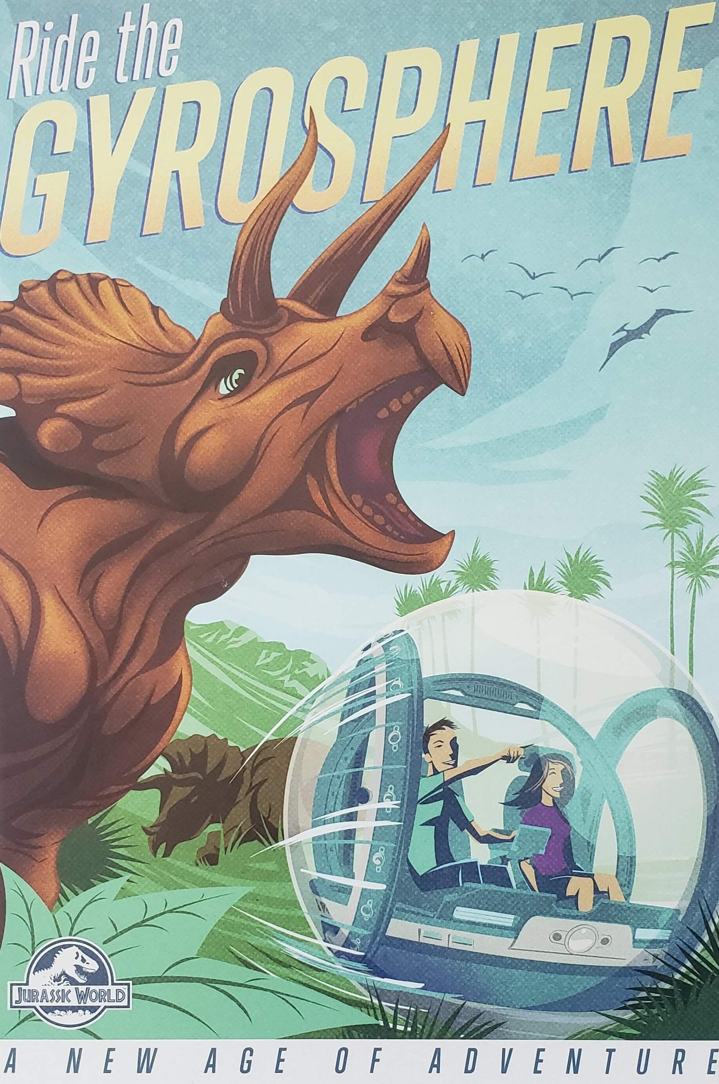 Jurassic World Original Poster from Cologne Germany "Ride the Gyrosphere"