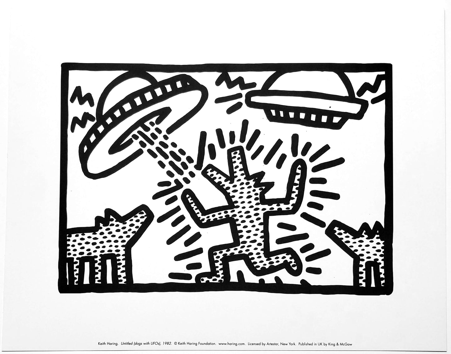 Keith Haring Dogs with UFOs Alien Abduction POP Art