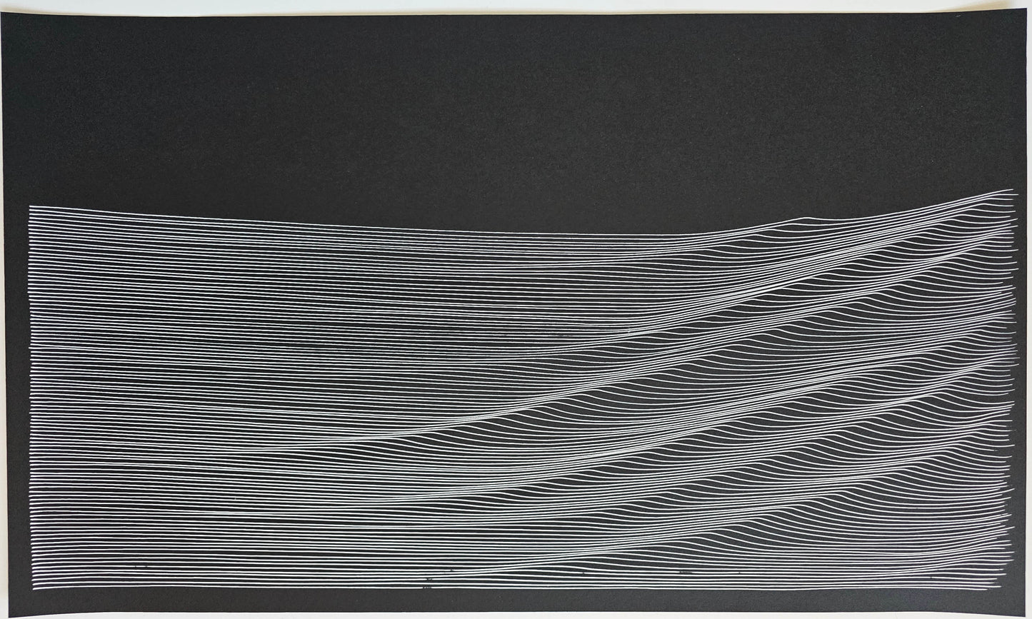 Mark J Rebennack "100 Exhales in White on Black" Hand Signed Original Art