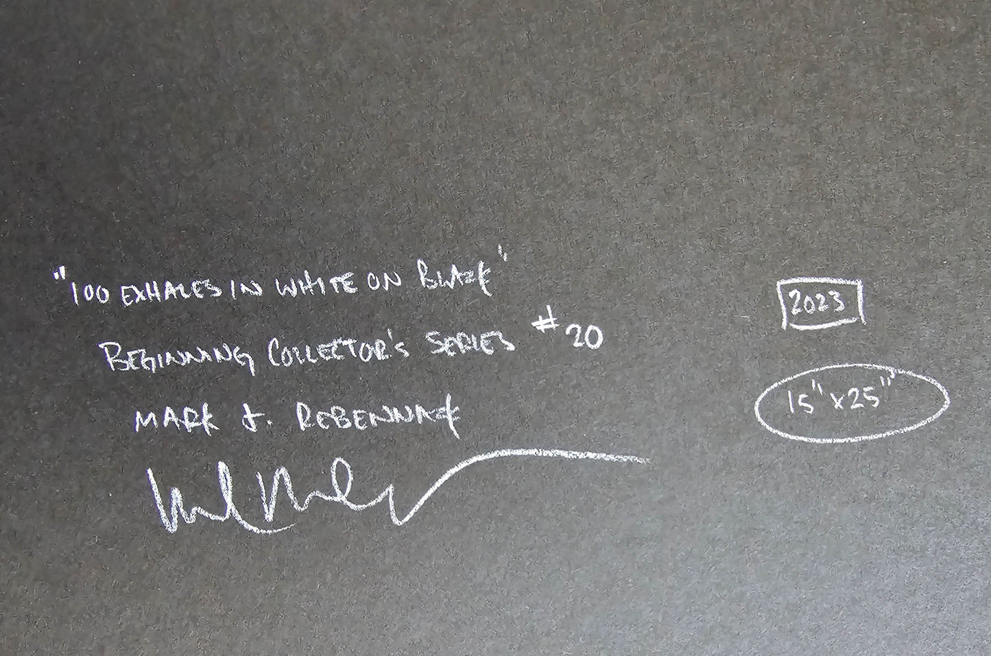 Mark J Rebennack "100 Exhales in White on Black" 2023 #20