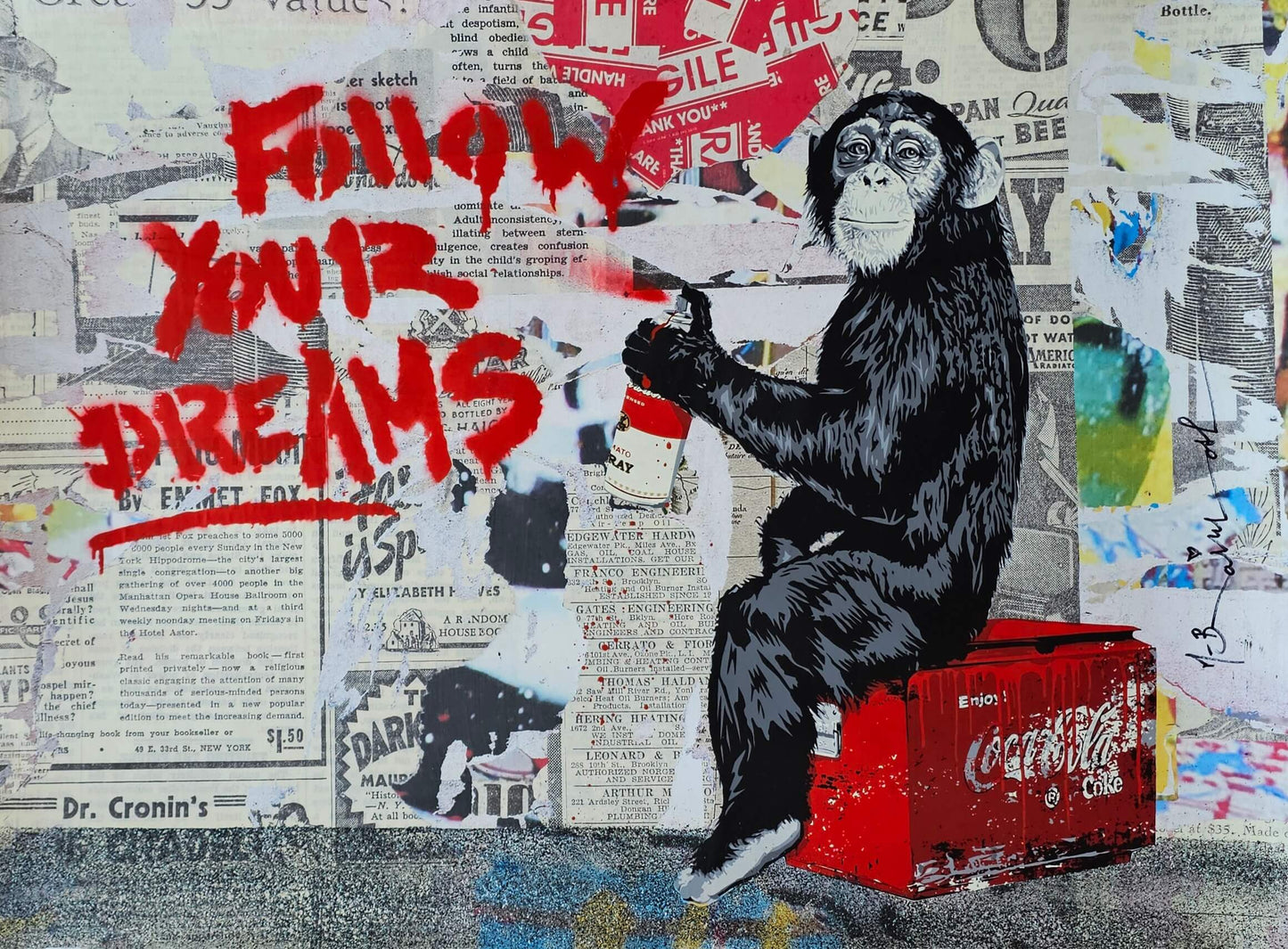 Mr. Brainwash Everyday Life "Follow your dreams" Monkey