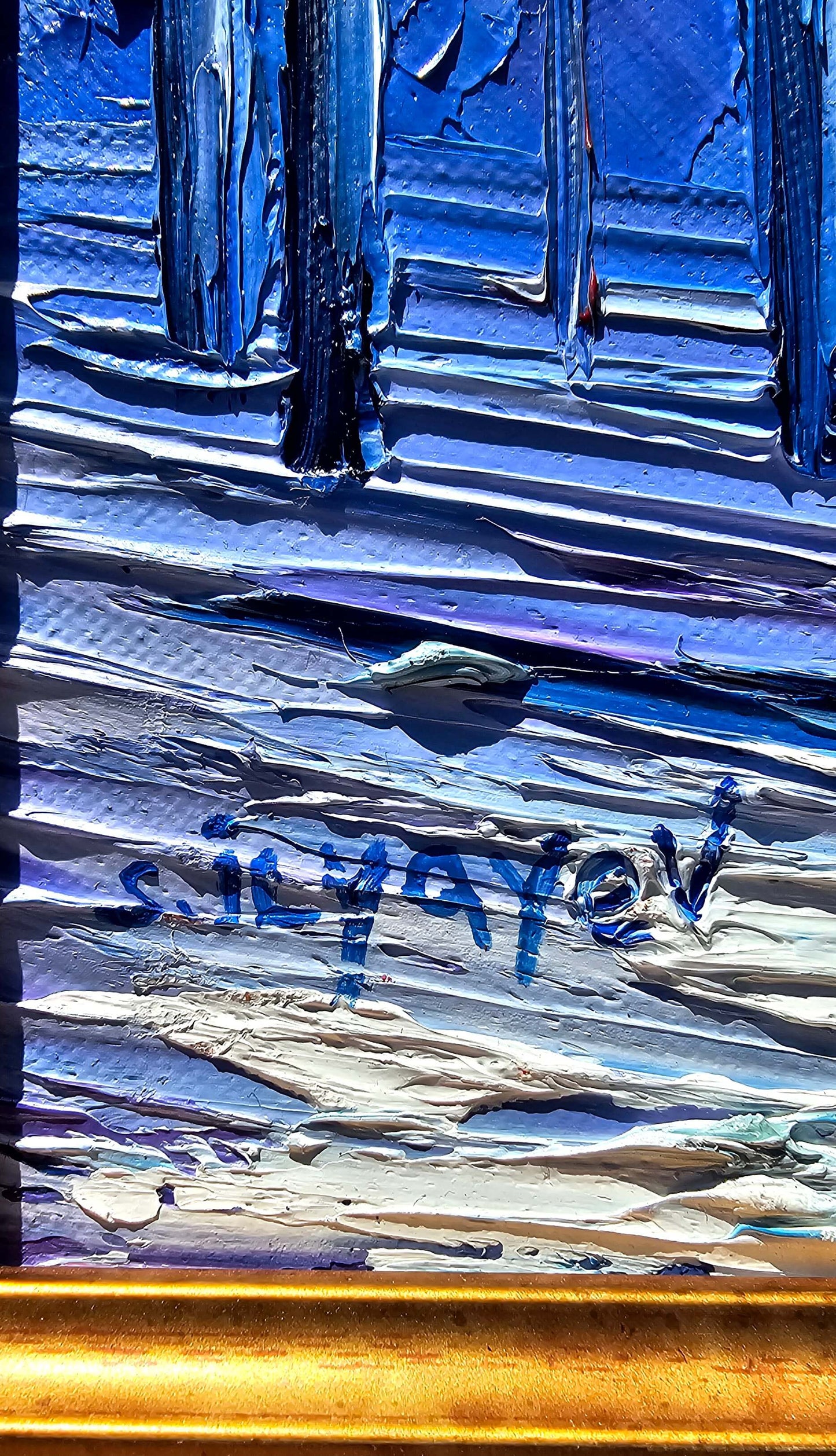 Slava Ilyayev Original Oil Painting Impasto Colorful Art Framed 25.75" x 29.75" Rainy Day Walk