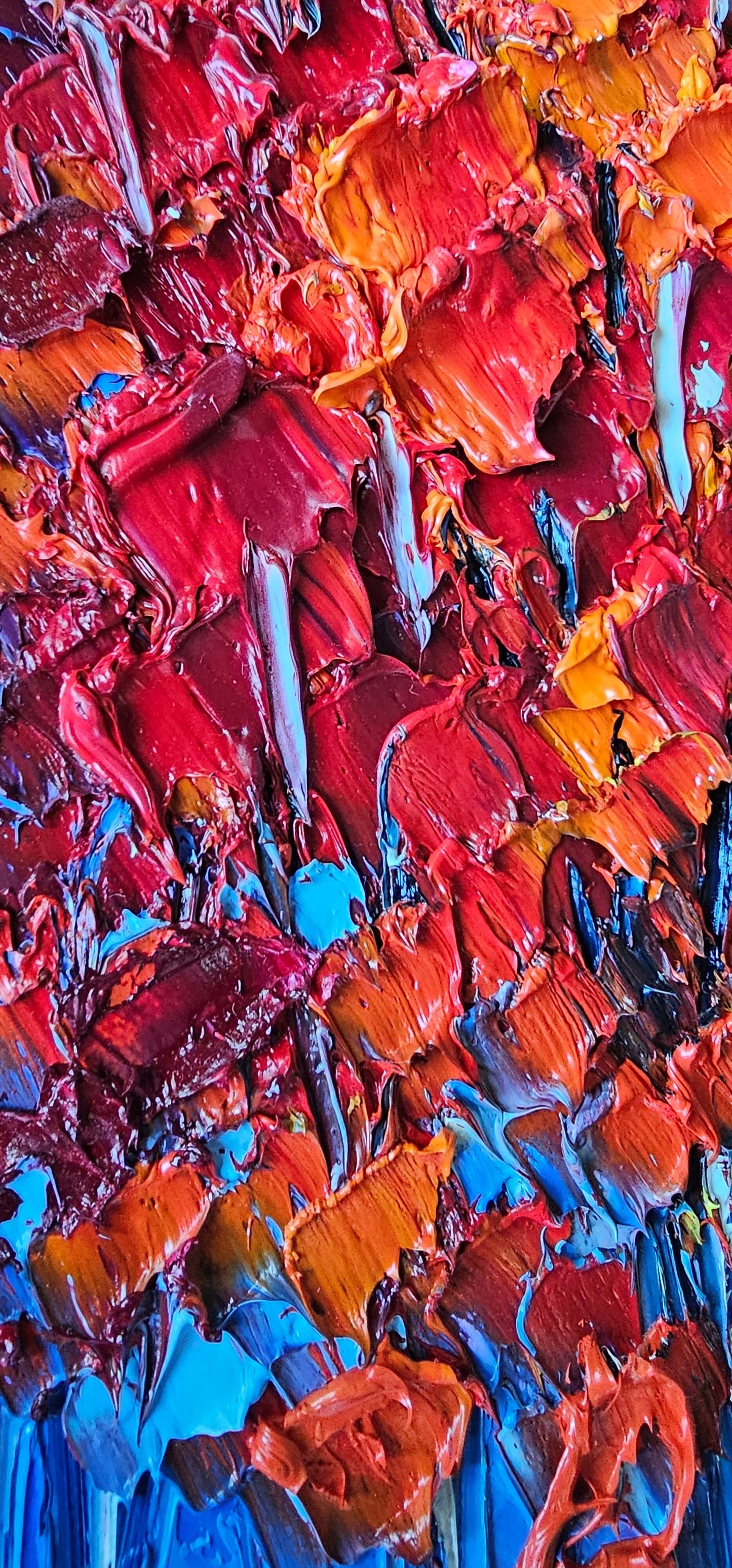 Slava Ilyayev Original Oil Painting Impasto Colorful Art Framed 25.75" x 29.75" Rainy Day Walk