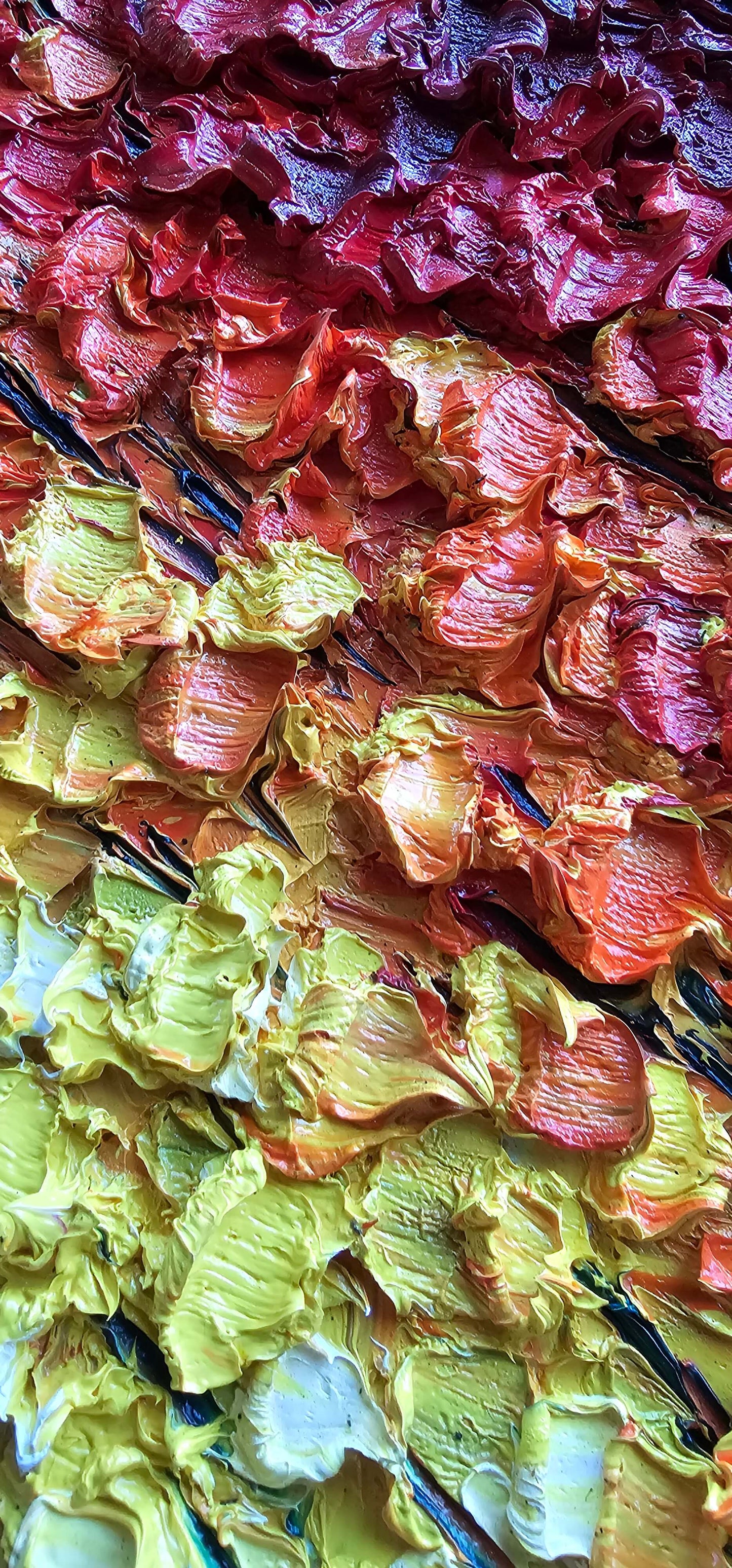 Slava Ilyayev Original Oil Painting Impasto Colorful Art Framed 30" x 34" Dog Companion in the Colorful Canopy