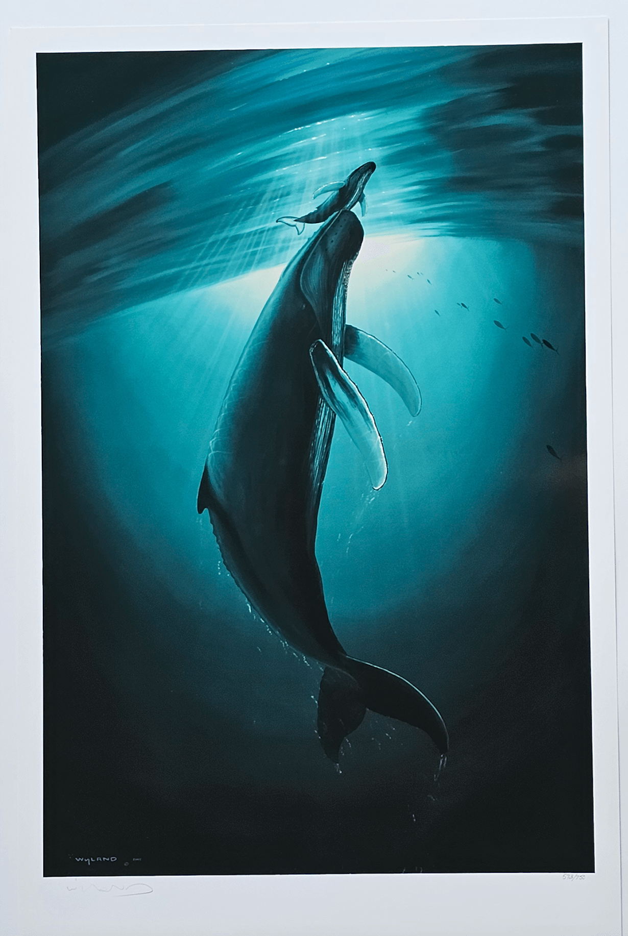 Wyland "The First Breath" whale and calf art