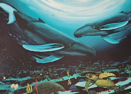 Wyland "Humpback Dance" sea turtle humpback whales art
