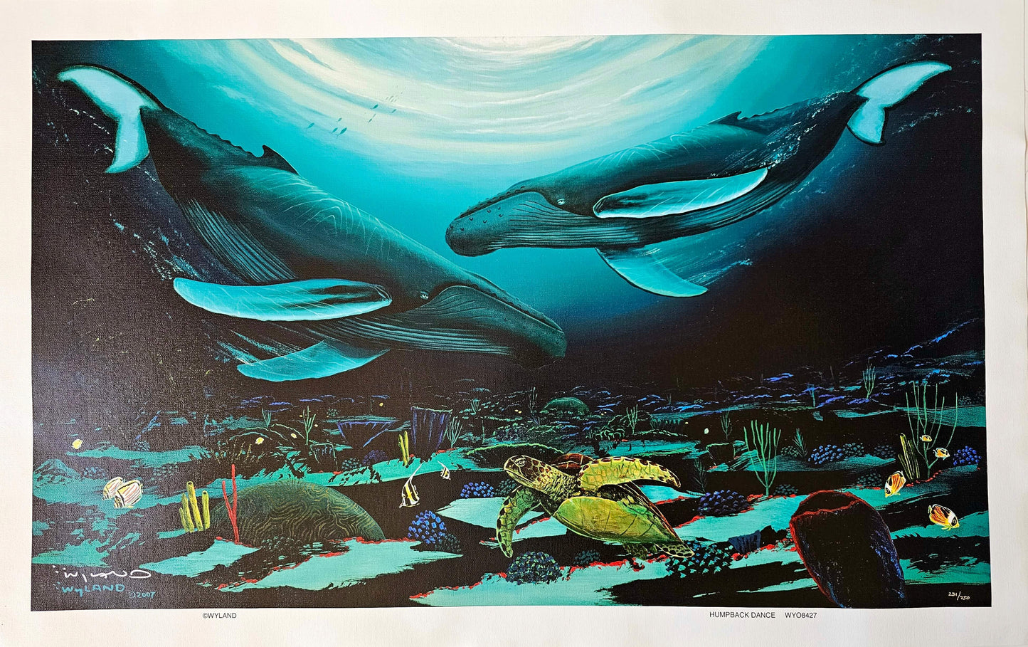 Wyland "Humpback Dance" sea turtle humpback whales art