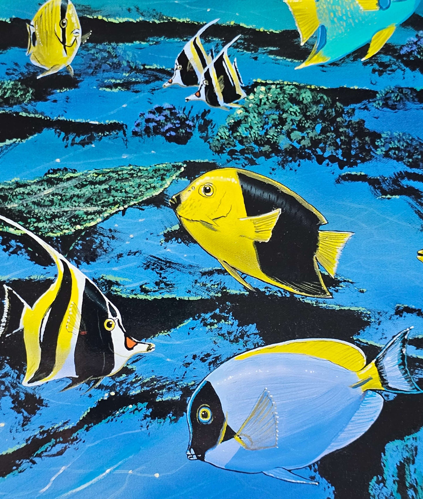 Wyland "Kiss for the Sea" dolphin art with reef fish and sea turtles