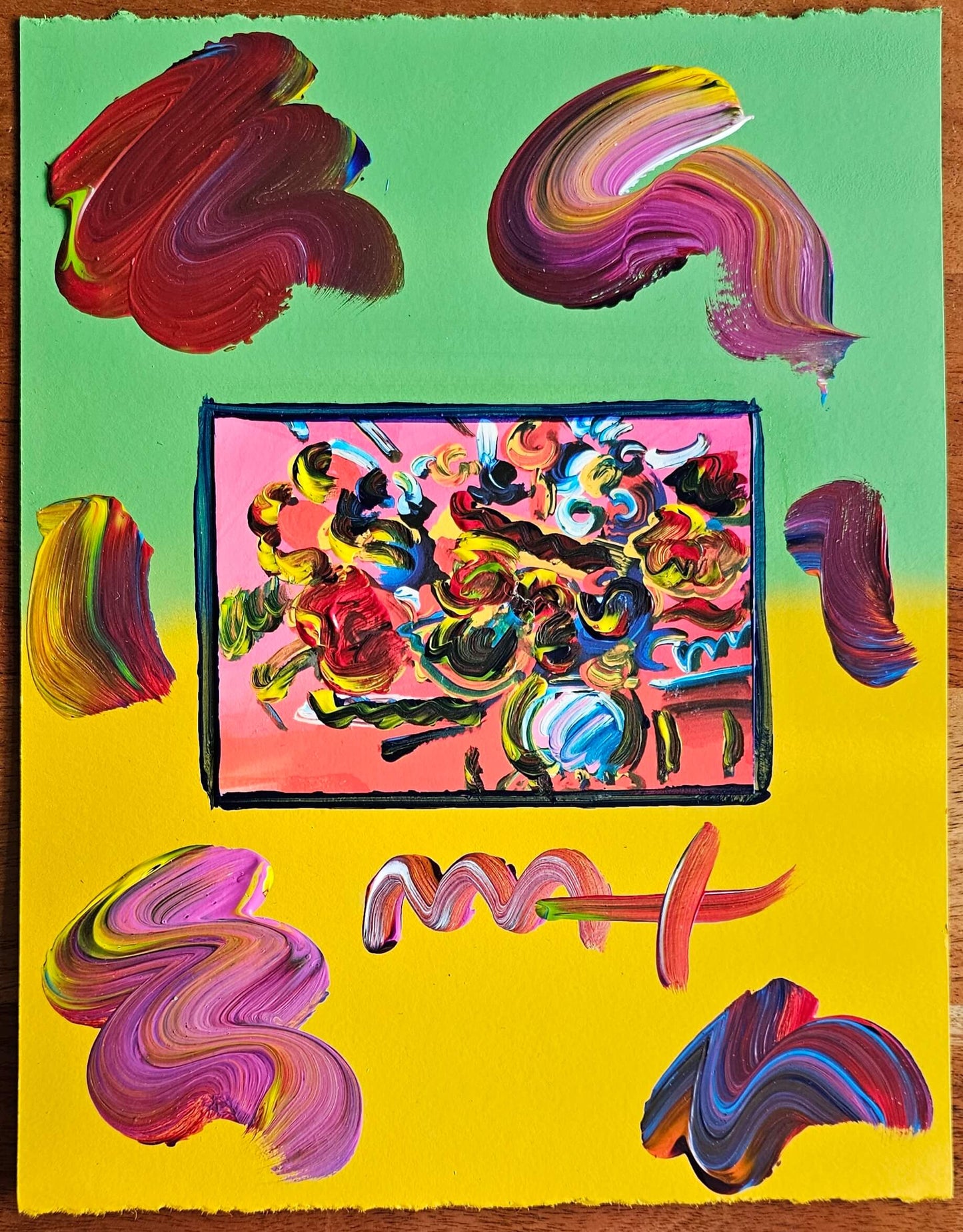 Peter Max "Flowers in Vase" Original Painting