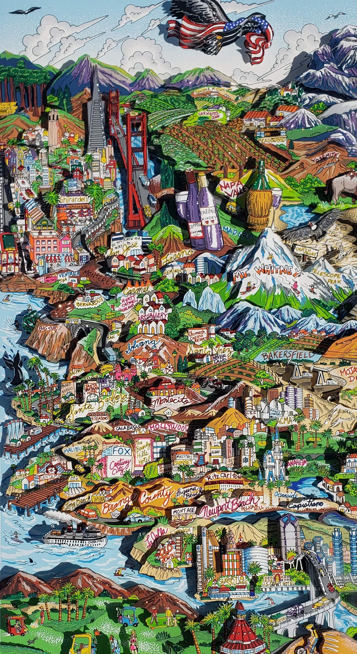 Charles Fazzino, "O Beautiful For Spacious Skies..America...America"