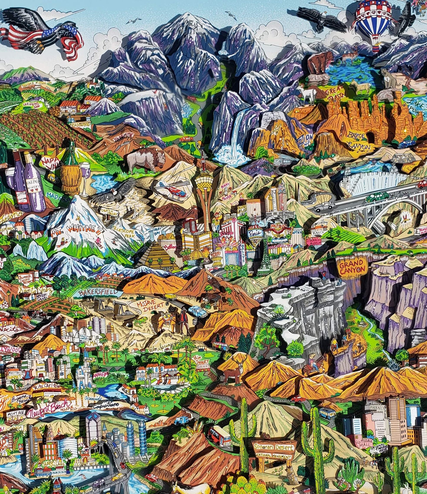 Charles Fazzino, "O Beautiful For Spacious Skies..America...America"