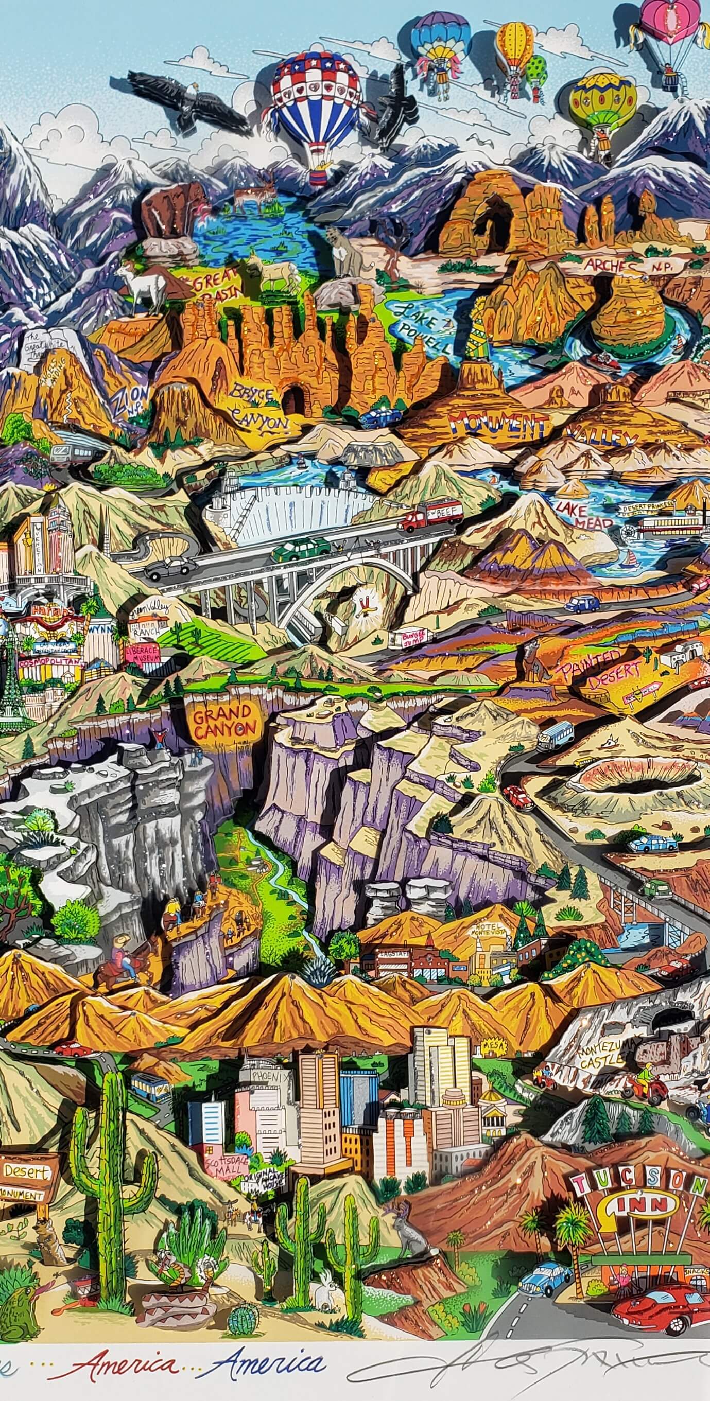 Charles Fazzino, "O Beautiful For Spacious Skies..America...America"