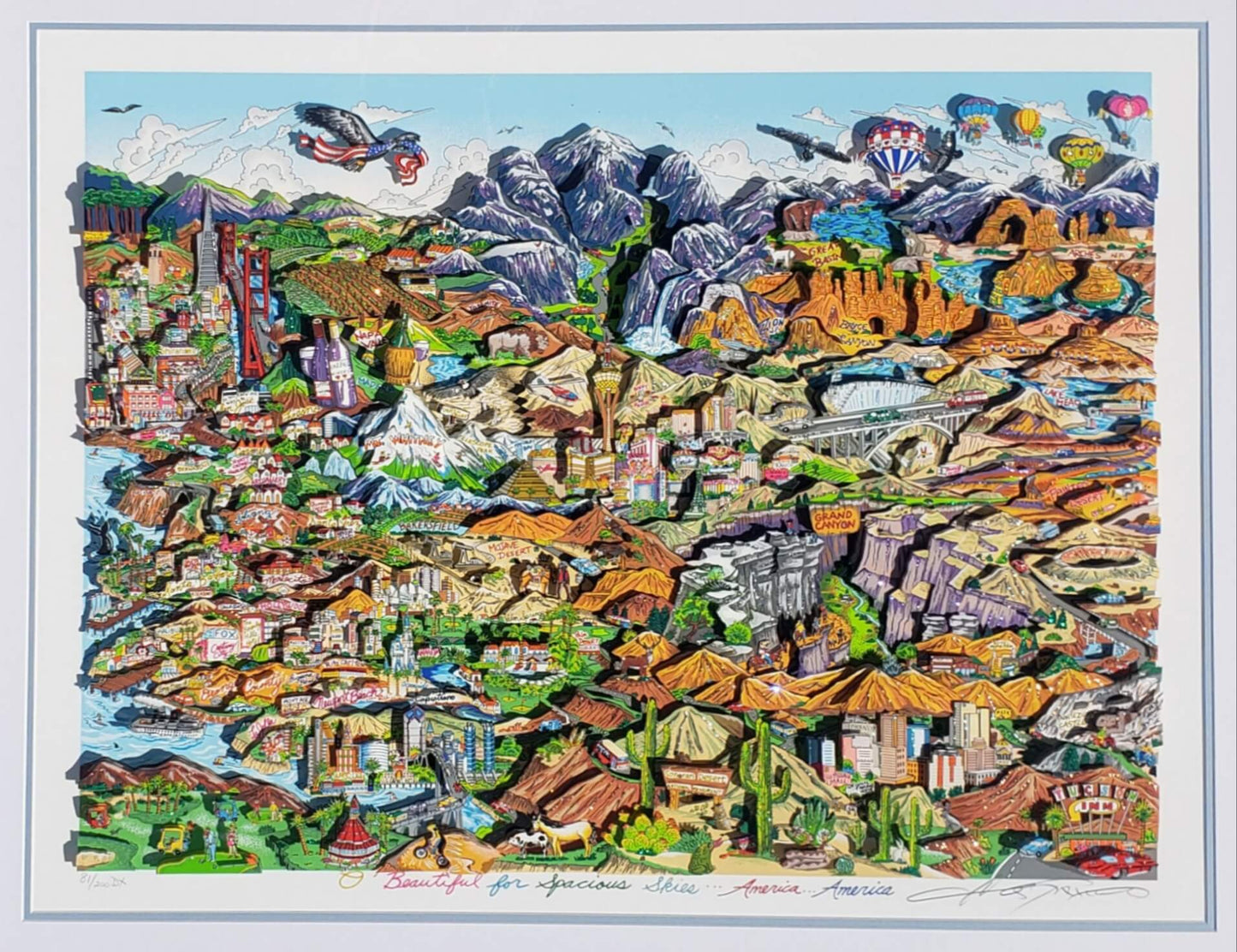 Charles Fazzino, "O Beautiful For Spacious Skies..America...America"