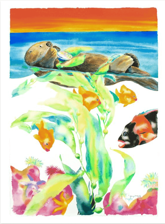 Wyland "California" Hand signed Art with sea otter, fish and kelp
