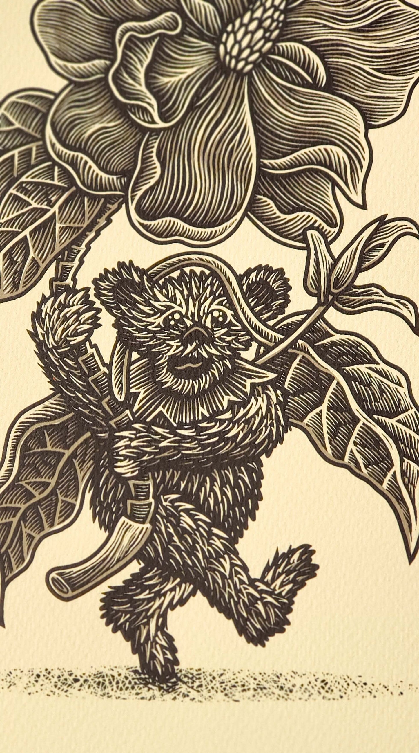 Luke Martin "Julia's Flowers" Magnolia VARIANT Grateful Dead Bear Print