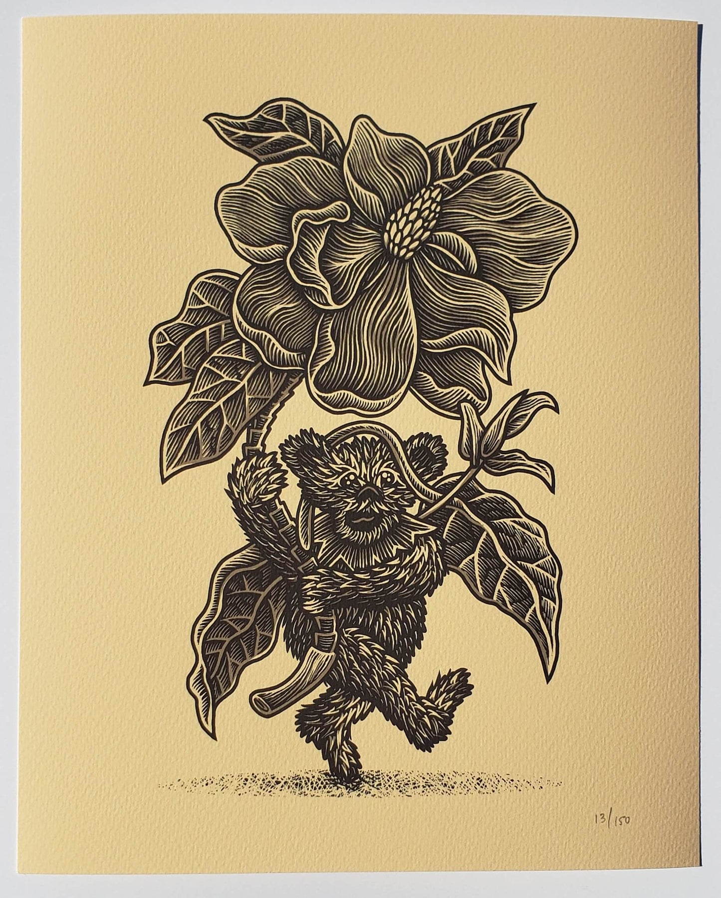 Luke Martin "Julia's Flowers" Magnolia VARIANT Grateful Dead Bear Print
