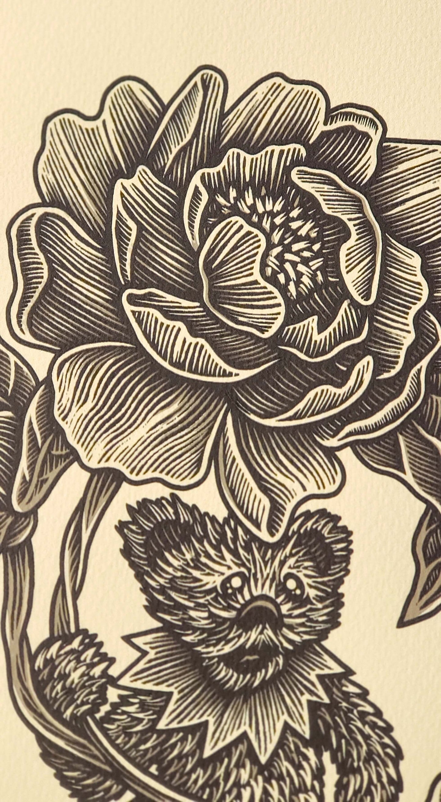 Luke Martin "Julia's Flowers" Peony VARIANT Grateful Dead Bear Print