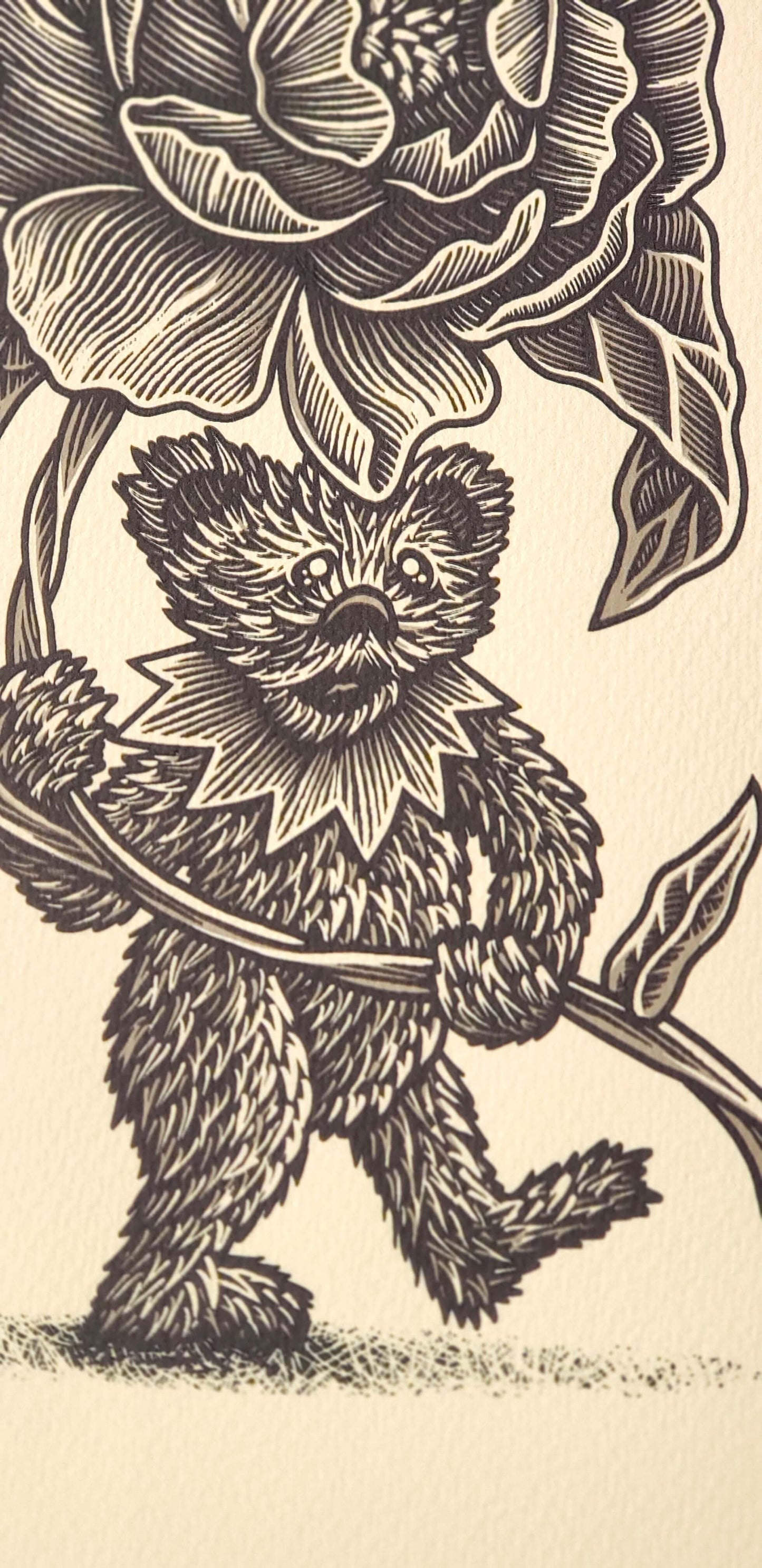 Luke Martin "Julia's Flowers" Peony VARIANT Grateful Dead Bear Print