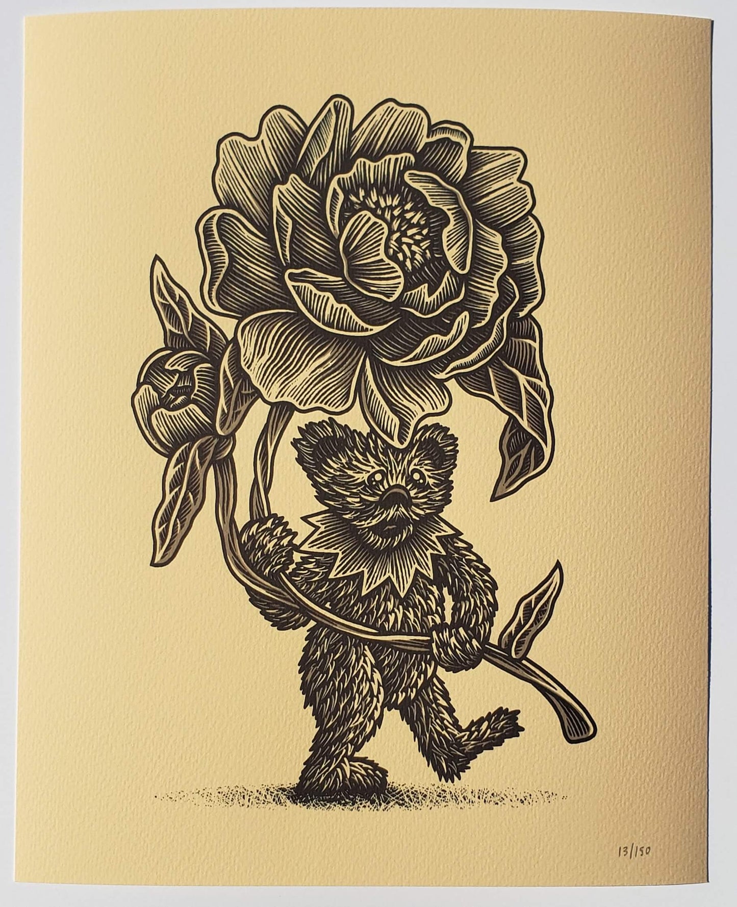 Luke Martin "Julia's Flowers" Peony VARIANT Grateful Dead Bear Print