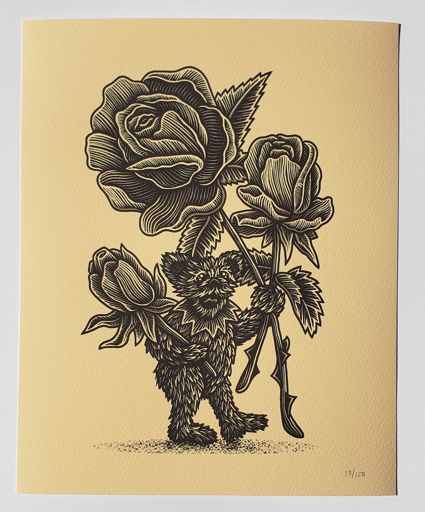 Luke Martin "Julia's Flowers" Rose VARIANT Grateful Dead Bear Print