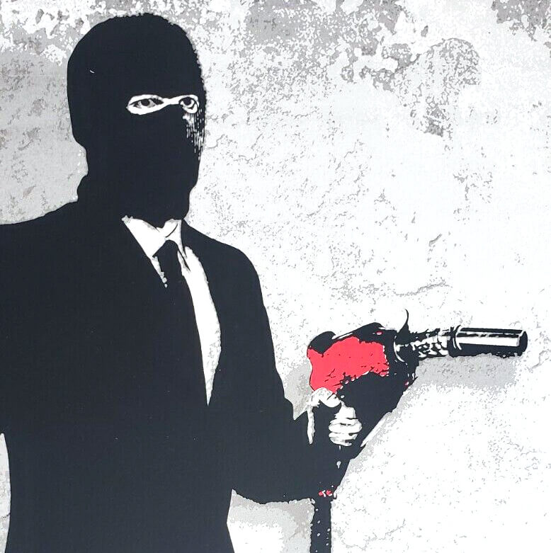 Hijack "Fuelish Spending" hand signed print 4/25