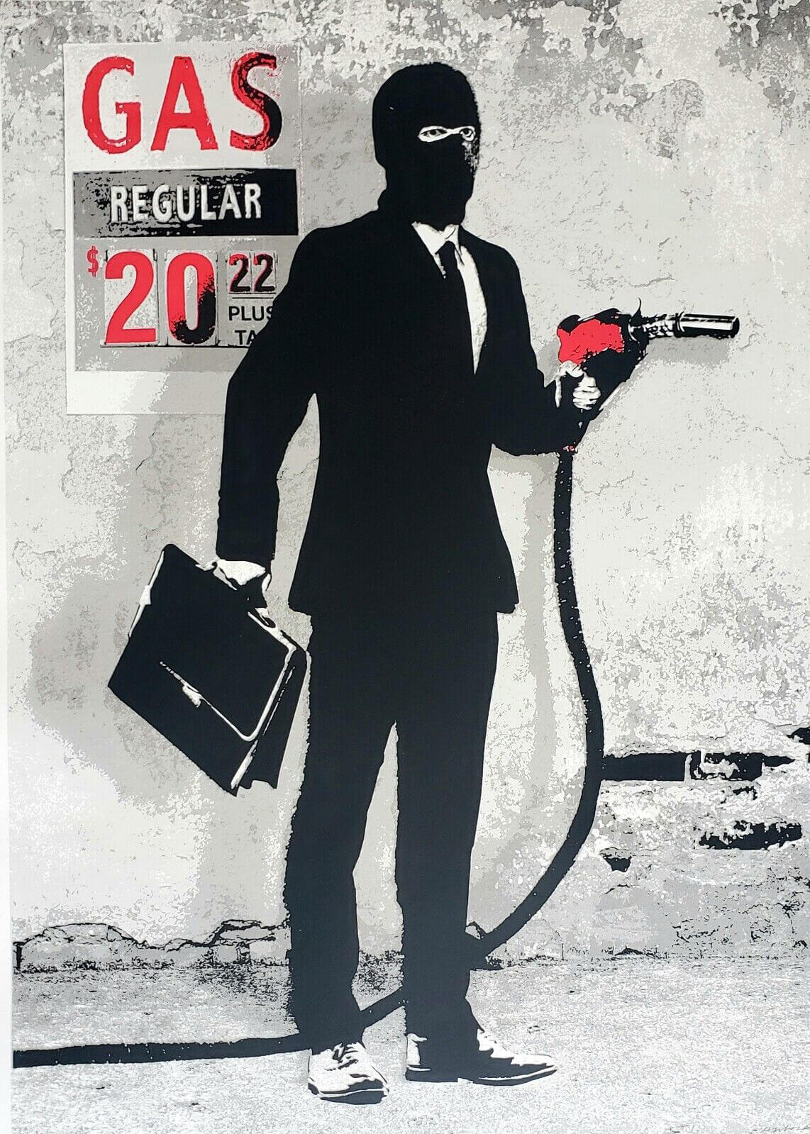 Hijack "Fuelish Spending" hand signed print 4/25 Street art