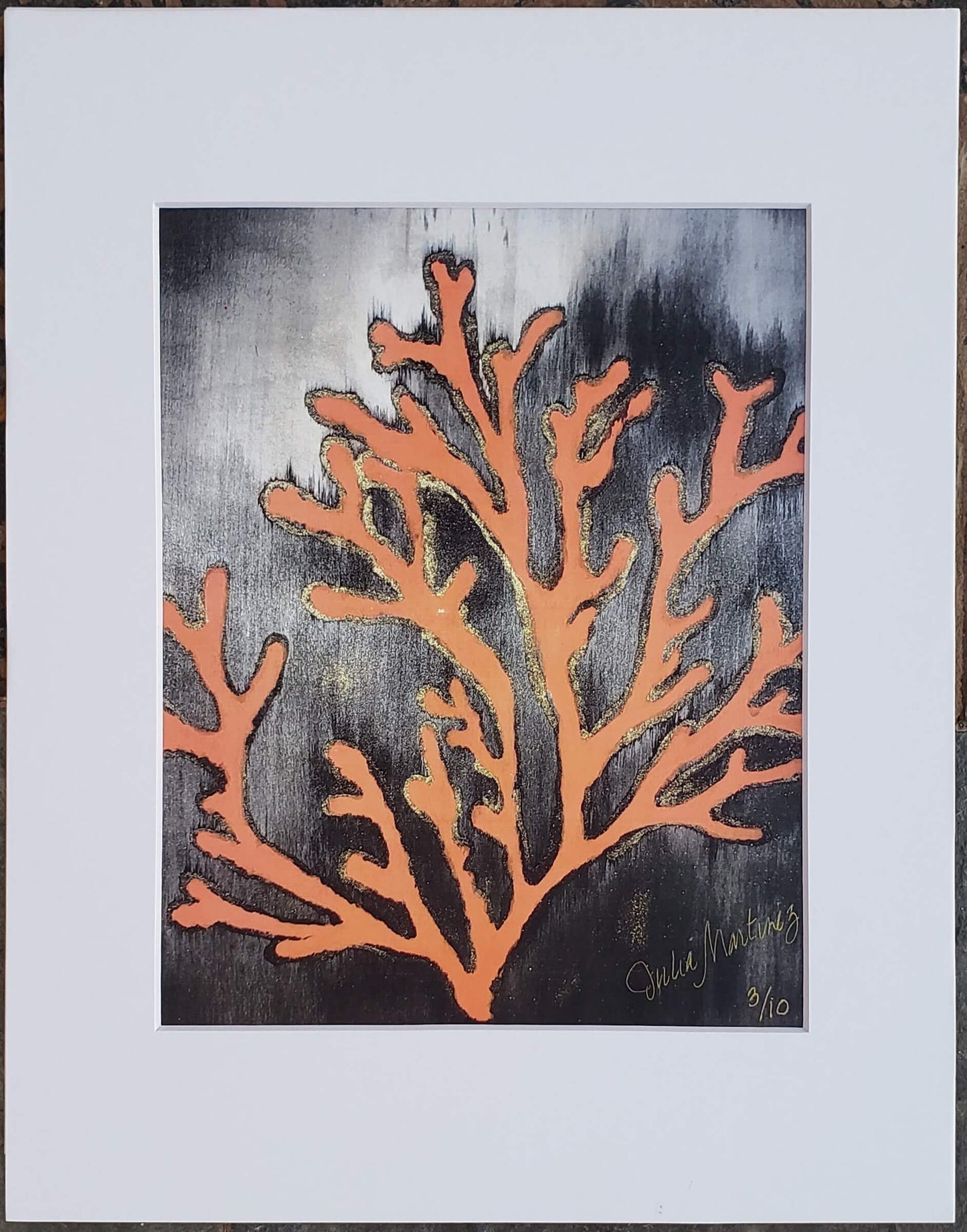 Julian Martinez Coralina orange coral art matted