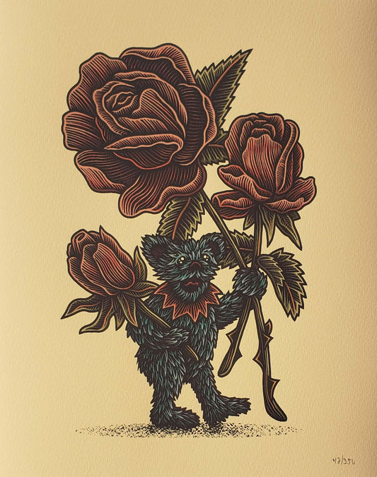 Luke Martin "Julia's Flowers" Rose Grateful Dead Bear Art