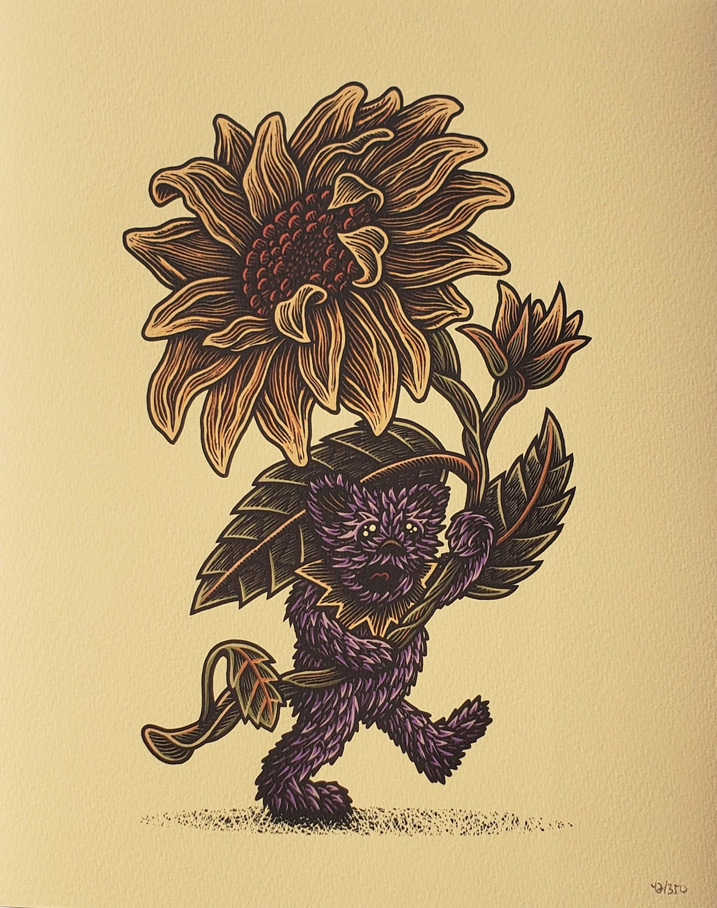 Sunflower Bear Grateful Dead Luke Martin Art Print