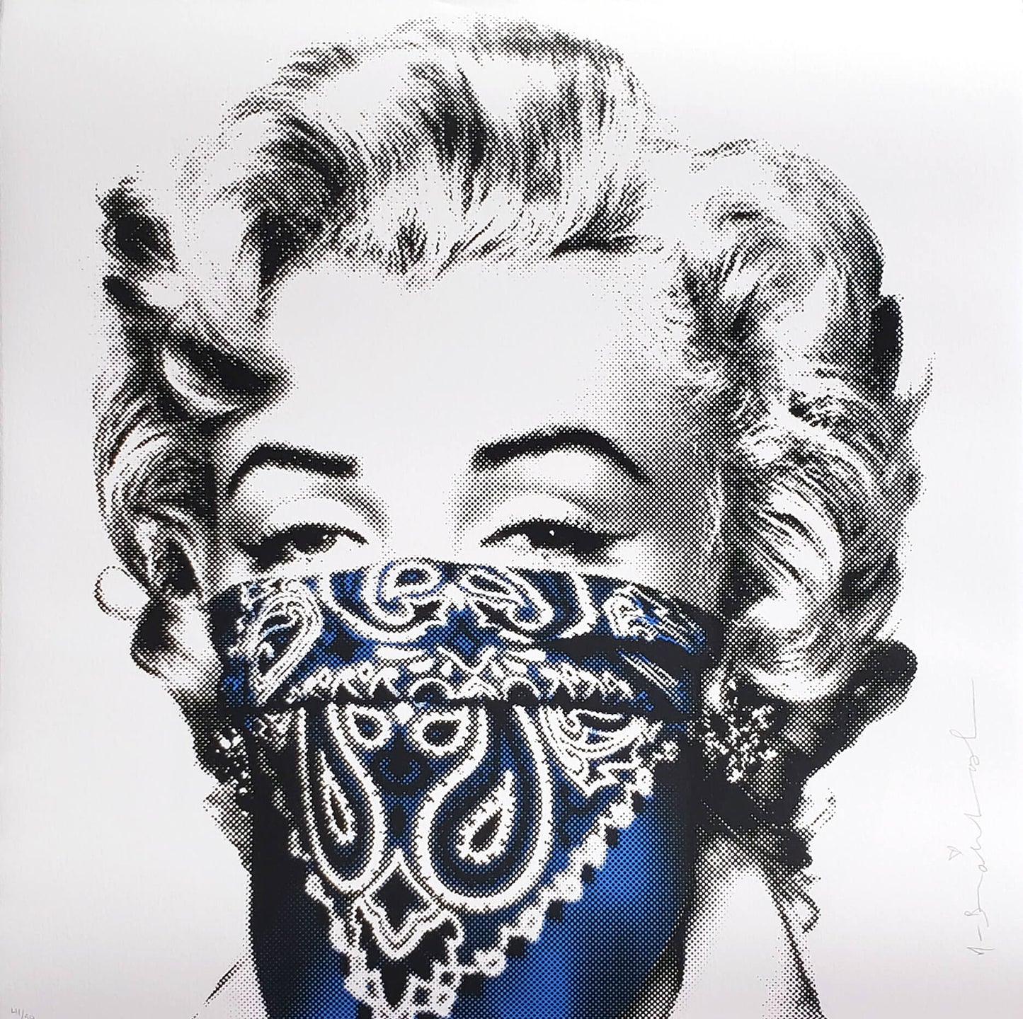 Mr. Brainwash Marilyn Monroe Blue Bandana Street Art POP Art print