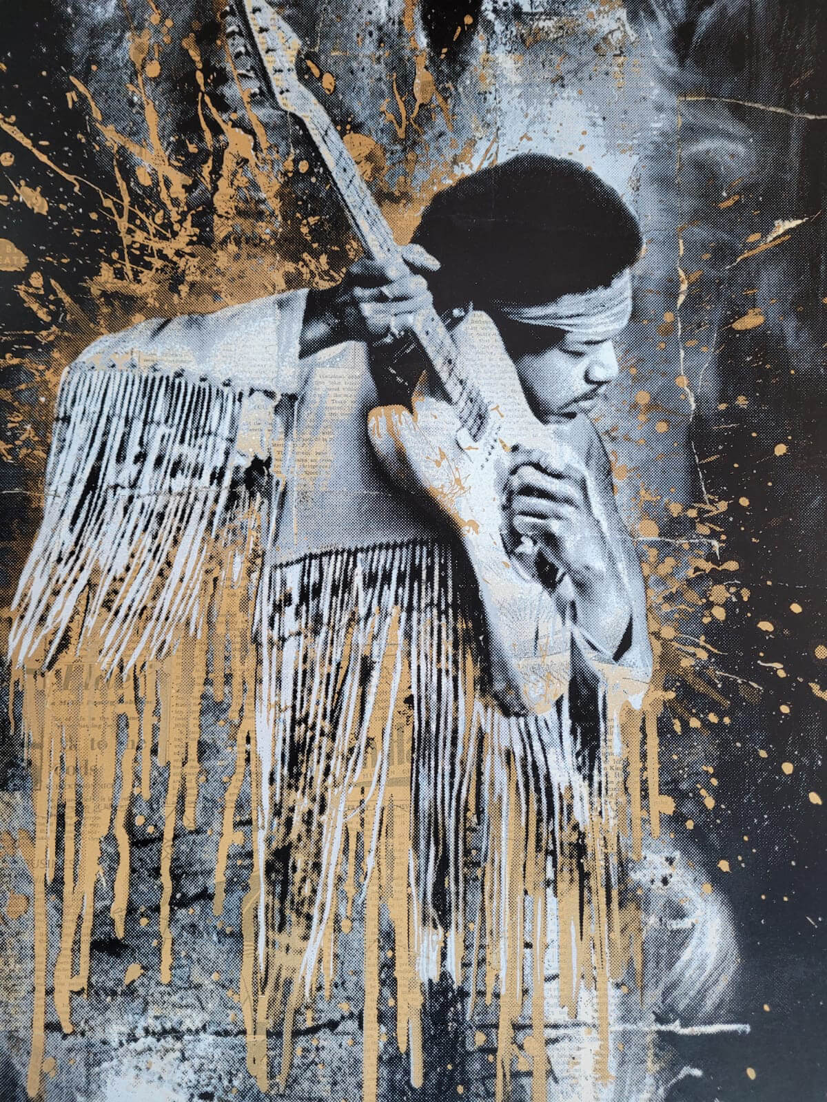 Jimi Hendrix wall art Mr. Brainwash Unique guitarist music artwork