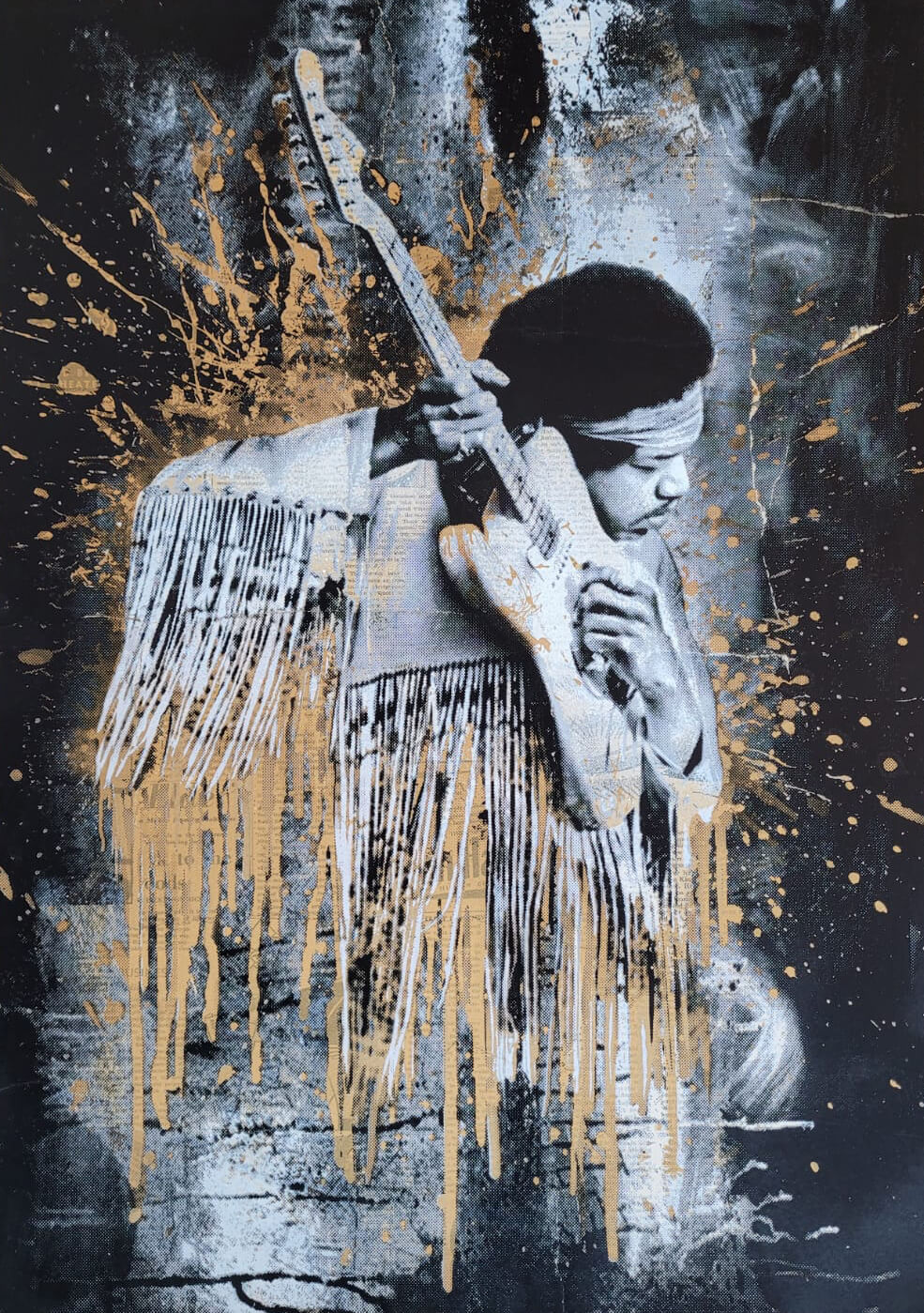 Jimi Hendrix wall art Mr. Brainwash Unique guitarist music artwork