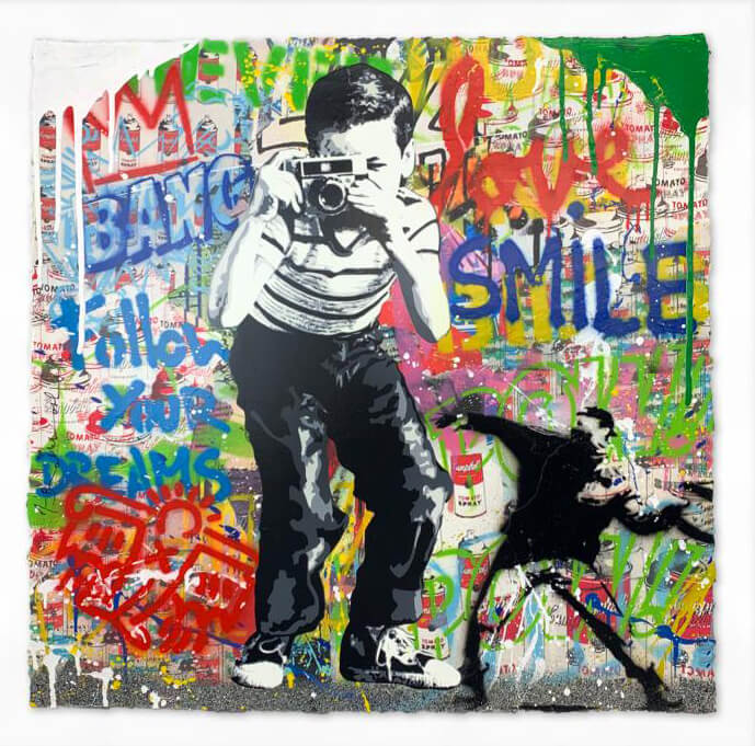 Mr. Brainwash ORIGINAL "Smile" Mixed Media Hand Signed with dollar bill COA