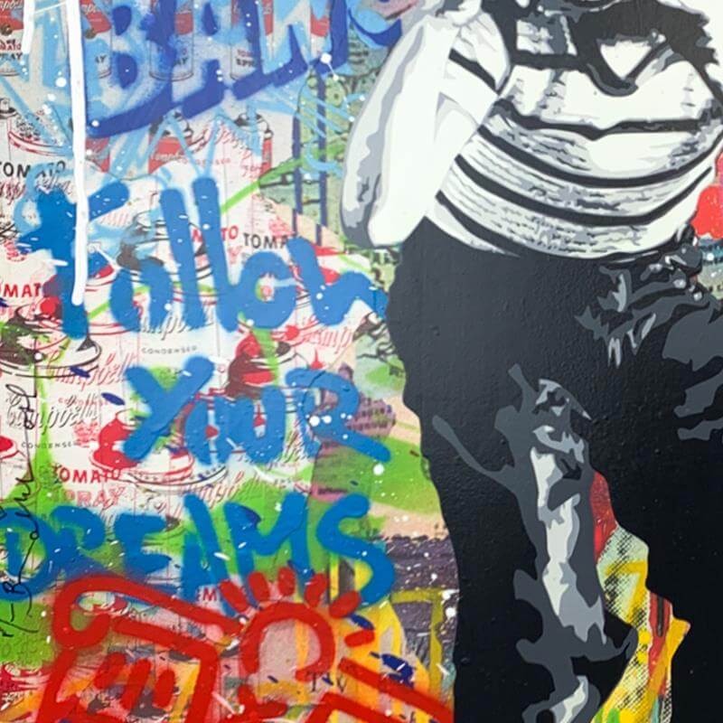 Mr. Brainwash ORIGINAL "Smile" Mixed Media Hand Signed with dollar bill COA