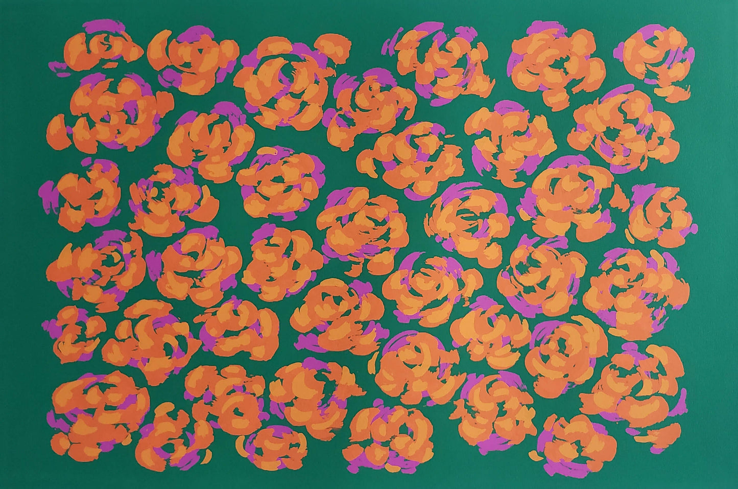Nadine Prado "Orange Flowers and Green" hand signed & numbered