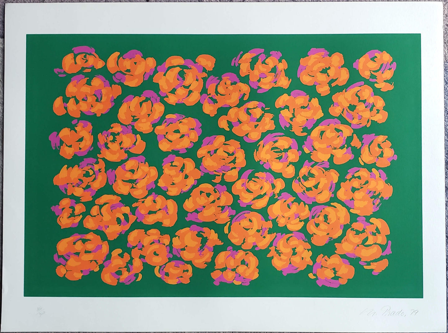 Nadine Prado "Orange Flowers and Green" hand signed & numbered