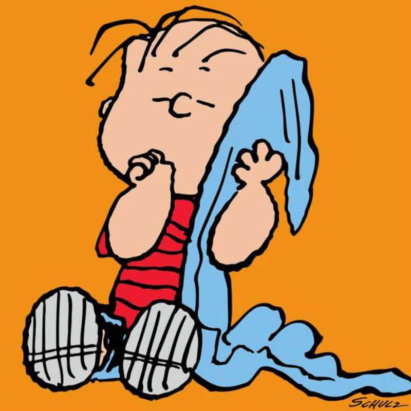 Peanuts "Linus: Orange" Limited Edition Chromatic Pigment Ink Fine Art Print on Canvas with blue blanket