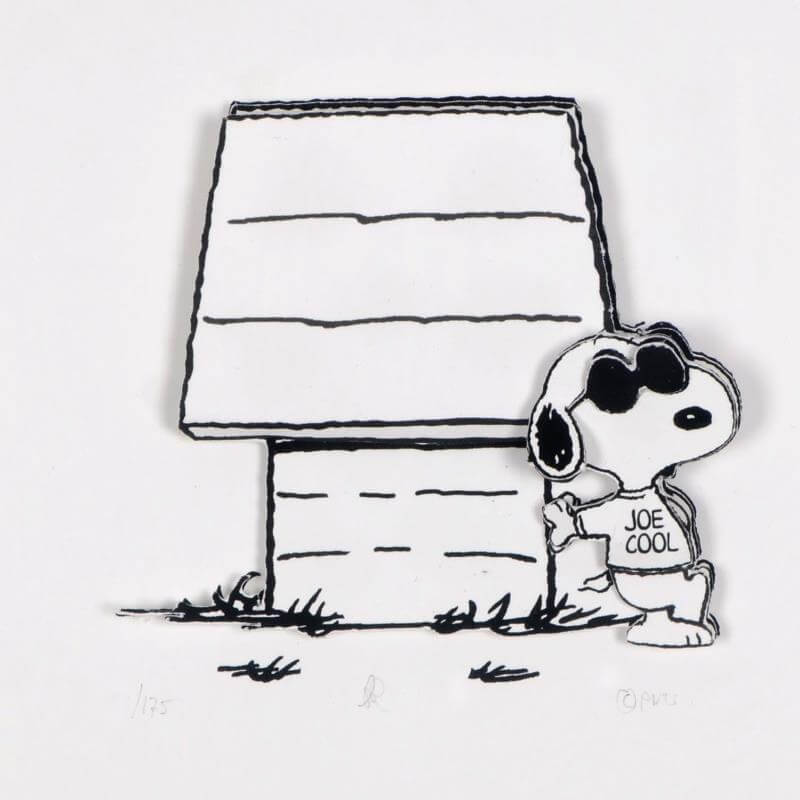 Cool Snoopy Dog with sunglasses "Joe cool" shirt infant of dog house Peanuts comic art
