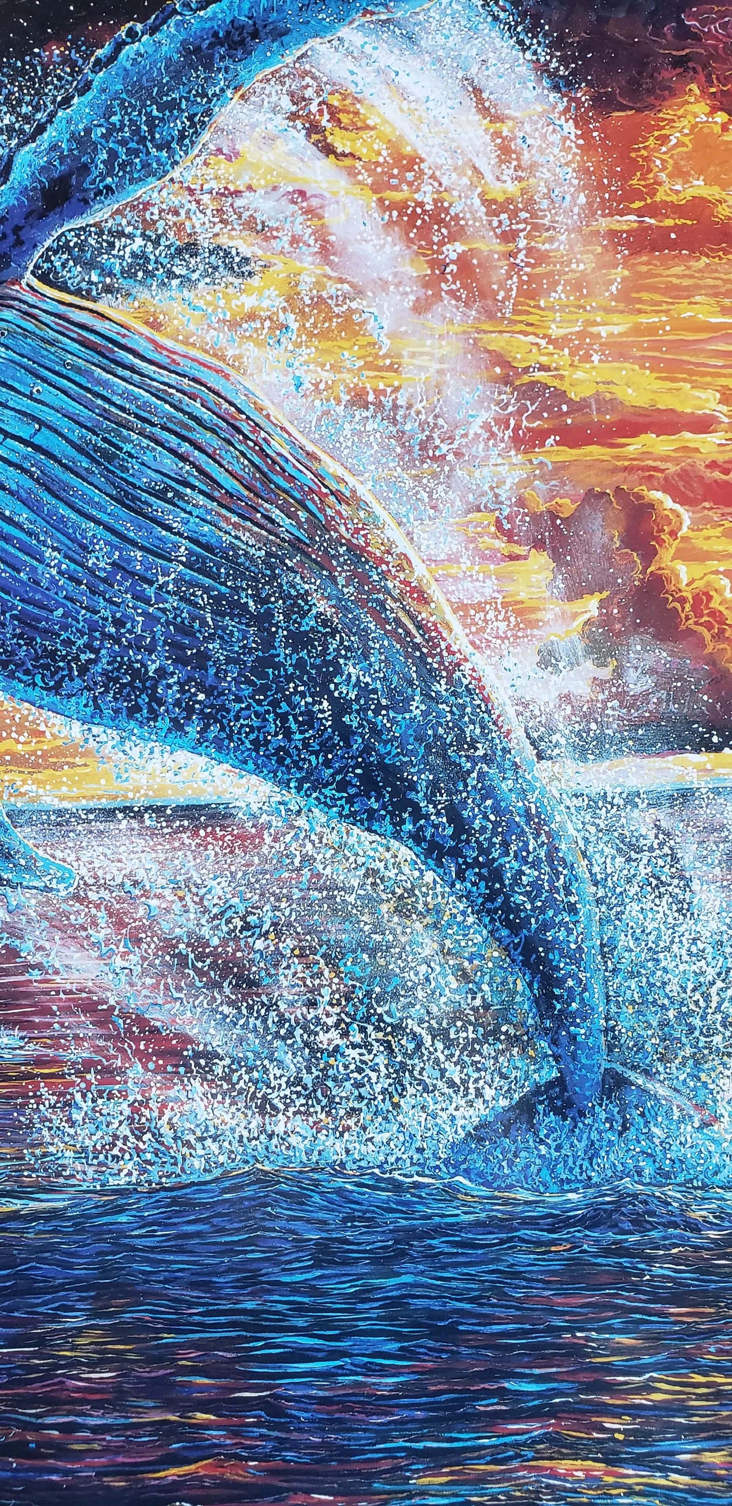 Robert Lyn Nelson Hand Signed Electricity Sunset Whales