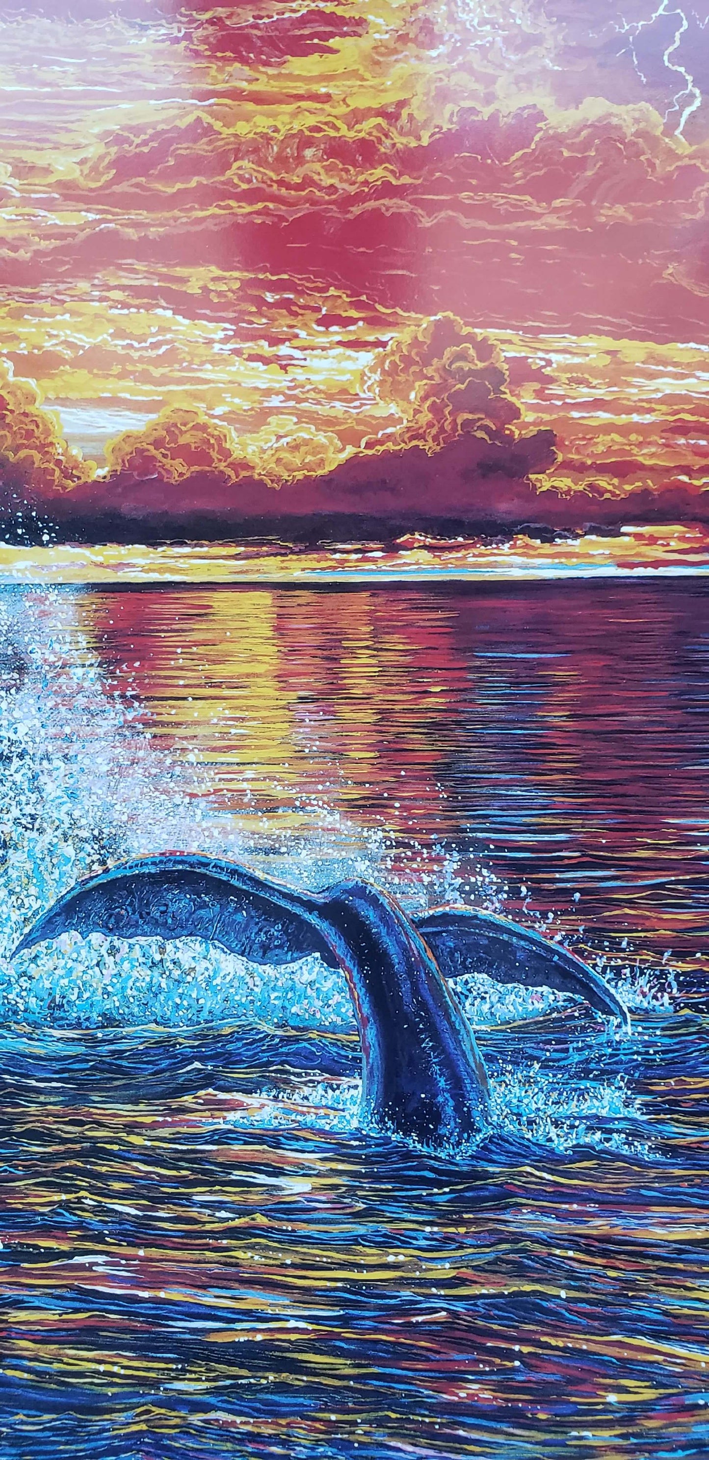 Robert Lyn Nelson Hand Signed Electricity Sunset Whales