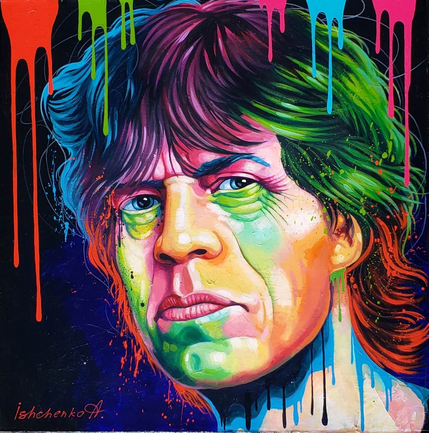 Alexander Ishchenko "Mick Jagger" Original painting hand signed on canvas